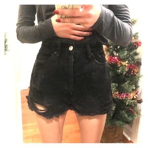 A&F High Rise Denim Shorts